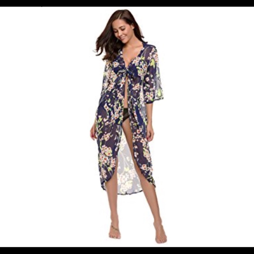 Navy Sherosa Floral Kimono